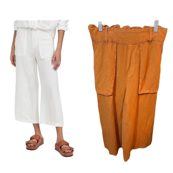 Young fabulous and broke Capri linen pants, size small casual travel pockets - Picture 1 of 8
